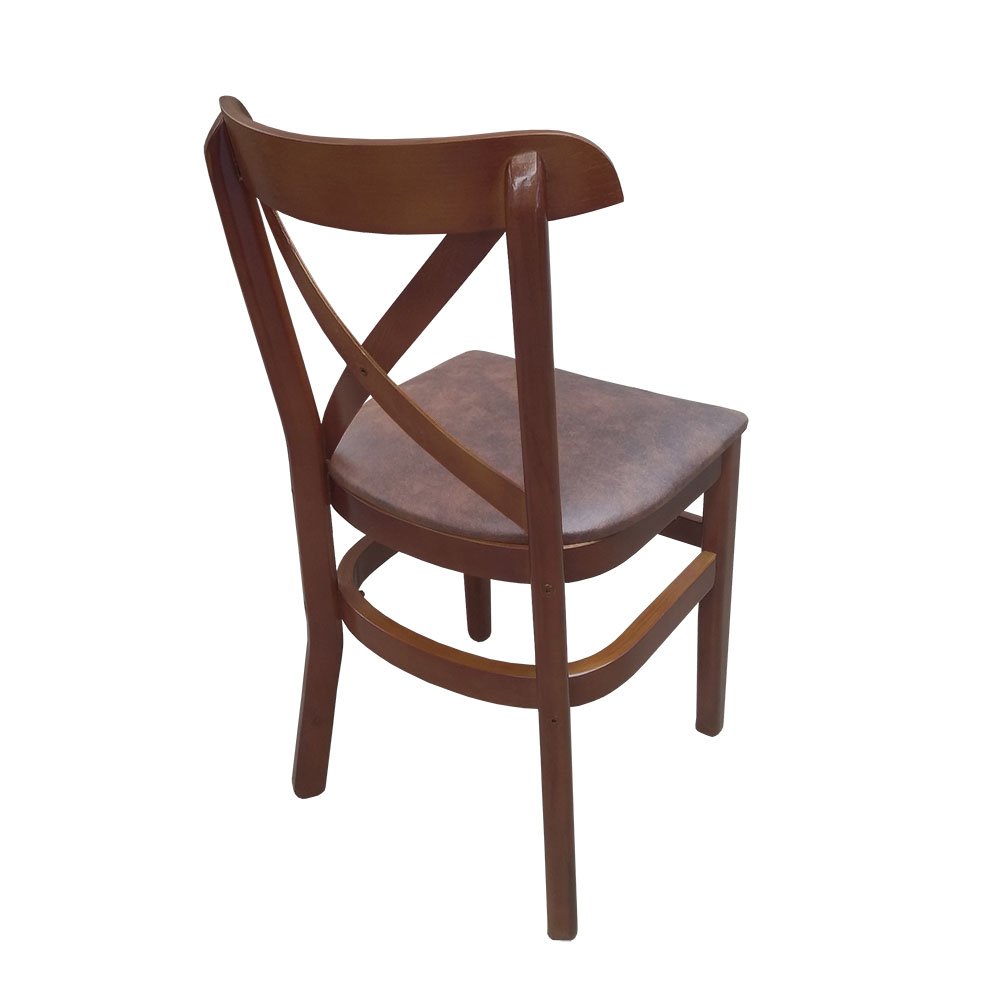 Cadeira Fixa Merlim de Madeira com Estofado - Imbuia - 4