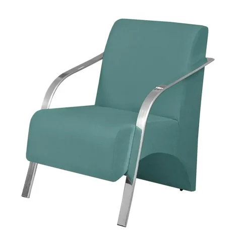 Poltrona Suede Vênus Decorativa Braço de Alumínio:turquesa