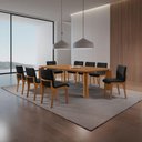 Ver imagem 1 de Conjunto de Jantar Nala 8 Lugares com Cadeiras Bella Linho Preto 220cm Mobillare