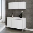 Ver imagem 2 de Kit Cozinha Balcão Manu 120cm com Tampo Mdp e Aéreo Andréia Branco - Ajl Móveis