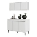 Ver imagem 1 de Kit Cozinha Balcão Manu 120cm com Tampo Mdp e Aéreo Andréia Branco - Ajl Móveis