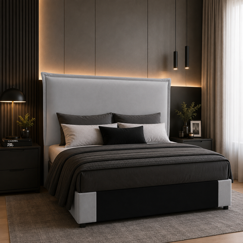 Cabeceira Viena Estofada Queen 1.60 em Linho para Cama Box Bz Home Decor Cinza-Claro
