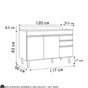 Ver imagem 4 de Balcão de Cozinha para Pia 120cm com Tampo Michigan Cinza Claro/castanho - Lumil Lumil Móveis