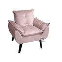 Ver imagem 1 de Poltrona/cadeira Decorativa Glamour com Pés Quadrado Rosa Veludo