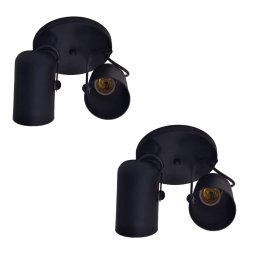 Kit 2 Luminárias Teto 2 Spots Direcionáveis Focus Fit Preto - 1