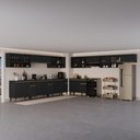 Ver imagem 1 de Armário de Cozinha Completa Atlanta Link com Vidro Carraro Preto Touch