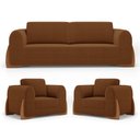 Ver imagem 1 de Kit 02 Poltronas e 01 Sofá Bloom 180cm 02 Lugares com Pés de Madeira Bouclê Terracota - Desk Design