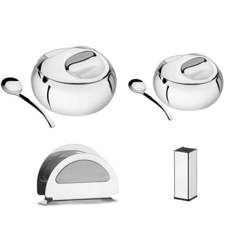 Kit para Farinha, Açúcar Porta Guardanapo e Paliteiro Tramontina Service em Aço Inox 14 Cm 2 Peç