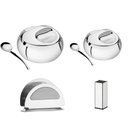 Ver imagem 1 de Kit para Farinha, Açúcar Porta Guardanapo e Paliteiro Tramontina Service em Aço Inox 14 Cm 2 Peç