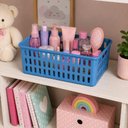 Ver imagem 2 de Caixa Organizadora Infantil Empilhavel Cesto com Tampa Azul Multiuso Guarda Roupa Porta Objetos Sapa