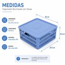 Ver mais imagens de Caixa Organizadora Infantil Empilhavel Cesto com Tampa Azul Multiuso Guarda Roupa Porta Objetos Sapa