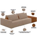 Ver imagem 4 de Sofá Ilha Modular para Sala 232cm com Puff Dublin K01 Veludo Bege Sintético Caramelo - Lyam Decor