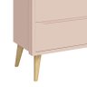 Cômoda Infantil Theo 6 Gavetas Rosa Fosco com Pés Madeira Natural - Reller Móveis - 4