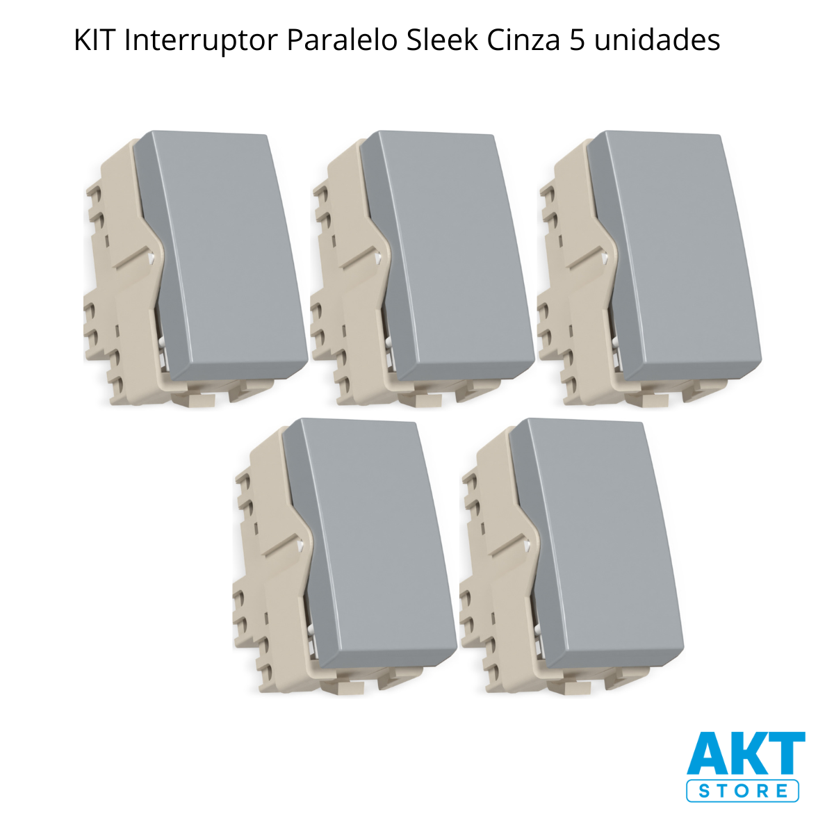 Kit 5 Módulos Interruptor Paralelo 10a Cinza Sleek Margirius Cor:cinza - 2