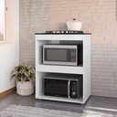 Ver imagem 1 de Balcão de Cozinha para Cooktop 4 e 5 Bocas com 2 Nicho para Forno e Microondas Adriana AJL - Branco