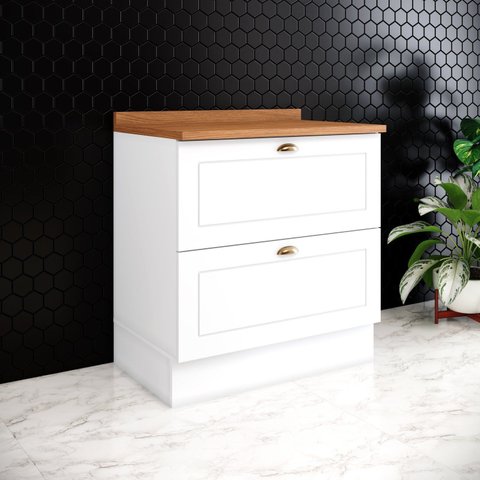 Balcão 80cm com 02 Gavetas com Tampo Cozinha Emily Espresso Móveis