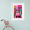 Ver imagem 1 de Quadro Frida com Gatos e Cachorros - 60x48cm:moldura Branca