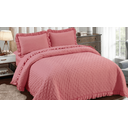 Ver imagem 1 de Kit Colcha Peplum Queen 3 Pçs 2,40m X 2,60m Rosa Escuro Sonhare