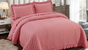 Ver imagem 1 de Kit Colcha Peplum Queen 3 Pçs 2,40m X 2,60m Rosa Escuro Sonhare