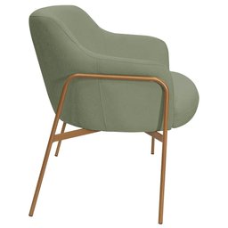 Kit 02 Poltronas Decorativas Jade Base Aço Ouro Fosco Bouclé Verde Claro - Nexta Casa - 7