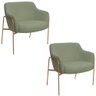 Kit 02 Poltronas Decorativas Jade Base Aço Ouro Fosco Bouclé Verde Claro - Nexta Casa - 1