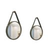 Kit Espelho Decorativo Adnet Branco 20 E 30 cm Alça Caramelo Redondo Marrom/Preto - 1