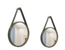 Ver imagem 1 de Kit Espelho Decorativo Adnet Branco 20 E 30 cm Alça Caramelo Redondo Marrom/Preto