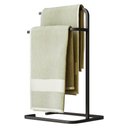 Ver imagem 4 de Kit Porta Toalha de Rosto e Lixeira de Banheiro 6l Eleganza Metal Preto - Pallazio
