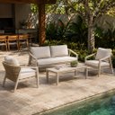 Ver imagem 2 de Conjunto Sofa Area Externa Corda Nautica Aluminio Shell Bege