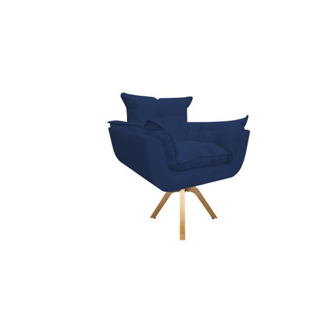 Poltrona Decorativa Opala Base Giratória Suede Azul Marinho Mz Decor