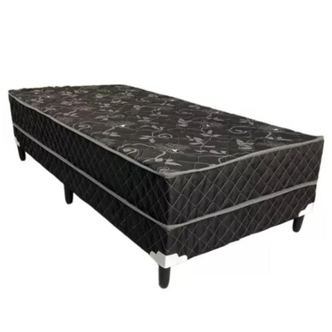 Cama Box Conjugada Solteiro Cama Conjugado Ortopédica Espuma Poliéster Preto Galeria da Camas