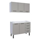 Ver imagem 1 de Cozinha Completa Gabinete Para Pia 120 e Armário Aéreo Juno/Apolo 4 Gavetas Cozimax Cinza Argila