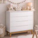 Ver imagem 2 de Comoda Gaveteira Elfe Classic 4 Gavetas Branco Fosco - Moveisaqui