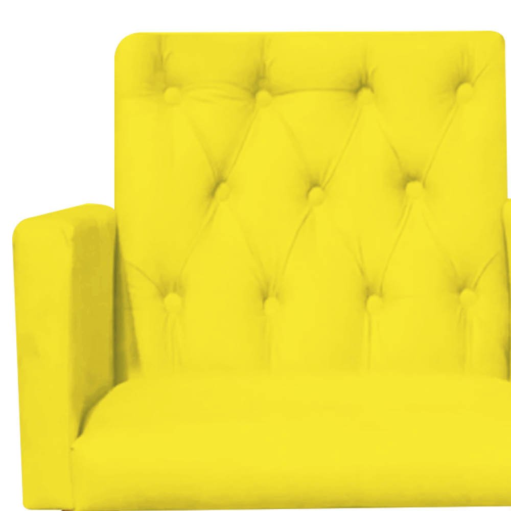 Kit 10 Poltrona Cadeira Nina Captone Decorativa Recepção Sala De Estar Corino Amarelo - FLORENZZE - 4