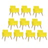 Kit 10 Poltrona Cadeira Nina Captone Decorativa Recepção Sala De Estar Corino Amarelo - FLORENZZE - 1