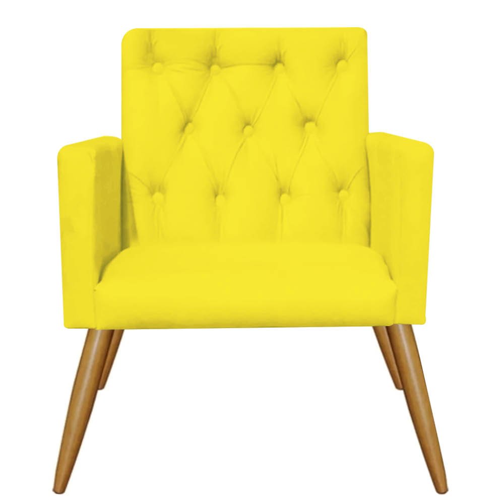 Kit 10 Poltrona Cadeira Nina Captone Decorativa Recepção Sala De Estar Corino Amarelo - FLORENZZE - 3