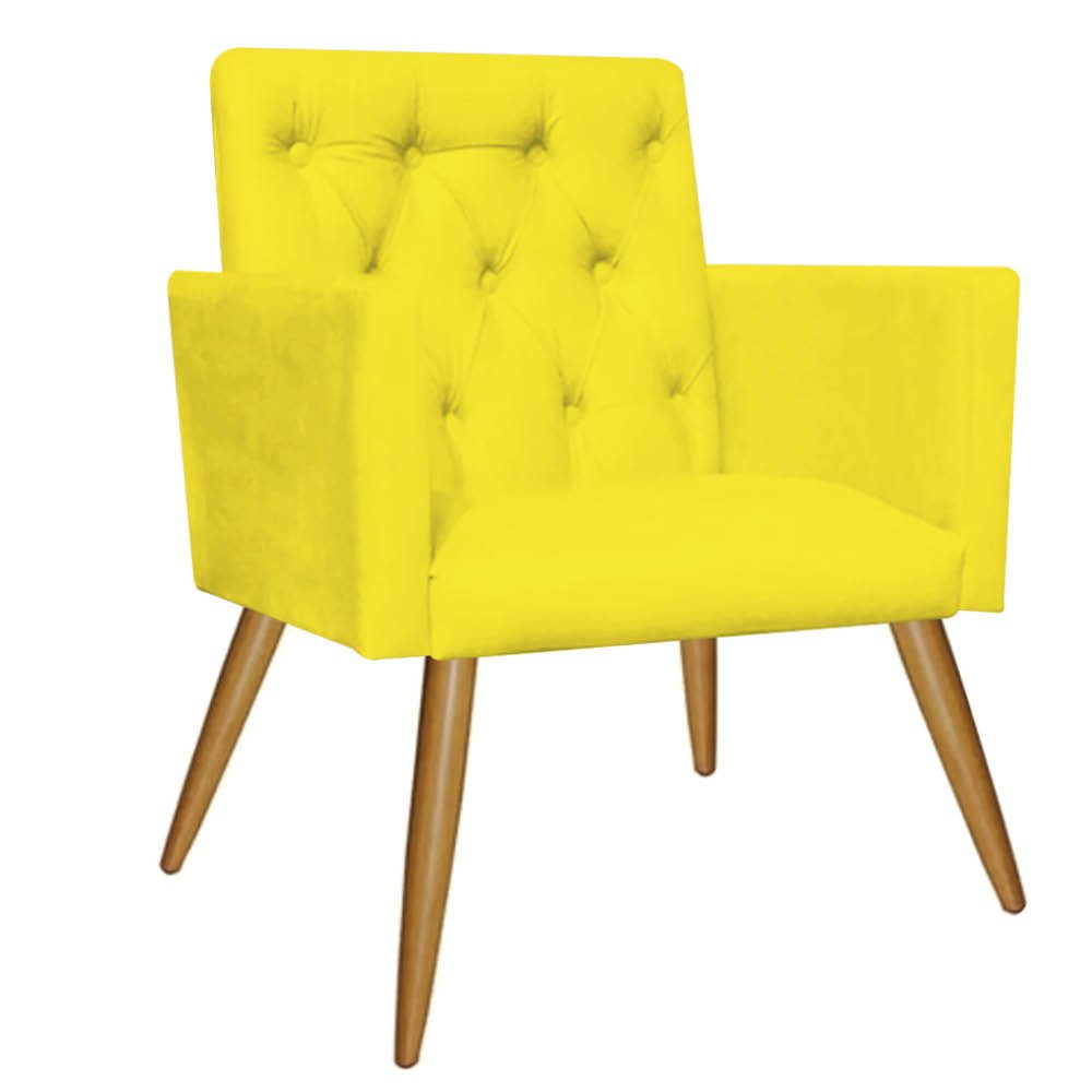 Kit 10 Poltrona Cadeira Nina Captone Decorativa Recepção Sala De Estar Corino Amarelo - FLORENZZE - 2