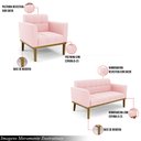 Ver imagem 3 de Conjunto 2 Poltronas e 1 Namoradeira Decorativa Karen Pés Fixo em Madeira Castanho Suede Rosa Bebê G