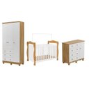 Ver imagem 2 de Quarto de Bebê Completo Berço 3 em 1, Guarda-Roupa e Cômoda MDF Nina Espresso Móveis Branco/Amêndoa