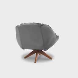 Poltrona Decorativa Califórnia com Base Giratória Suede - Cinza - 4