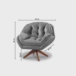 Poltrona Decorativa Califórnia com Base Giratória Suede - Cinza - 3