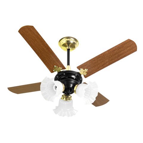 Ventilador De Teto New Zeta 4 Pás Preto/Mogno 220v + Controle Venti-Delta