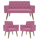 Ver imagem 5 de Estilo na Recepção Kit Namoradeira + 2 Poltronas Capitonê Rosa
