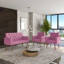 Ver mais imagens de Estilo na Recepção Kit Namoradeira + 2 Poltronas Capitonê Rosa