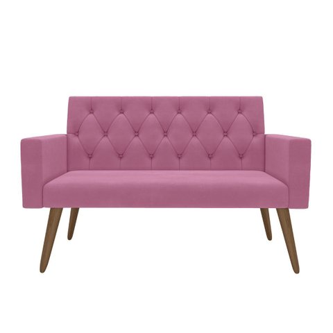 Estilo na Recepção Kit Namoradeira + 2 Poltronas Capitonê Rosa