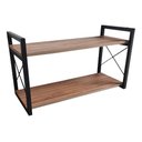 Ver imagem 1 de Prateleira Dupla de Parede Estilo Industrial em Aço 25x68cm Mdf - Preto