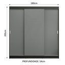Ver imagem 5 de Guarda-roupa Casal Madesa Reno 3 Portas Correr Preto Cinza