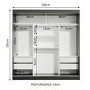 Ver imagem 6 de Guarda-roupa Casal Madesa Reno 3 Portas Correr Preto Cinza