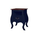 Ver imagem 1 de Mesa de Cabeceira Bombê 1 Gaveta e Nicho 1026n - Azul Petróleo/imbuia Glazer