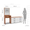 Ver imagem 3 de Cômoda Penteadeira Valência 6 Gavetas Espelho 209x160cm Branco/Freijó 250802